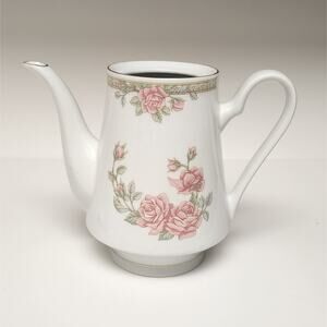 Vintage Crown Ming Fine China 7.5" Teapot Christina Rose w/ gold trim (No Lid)